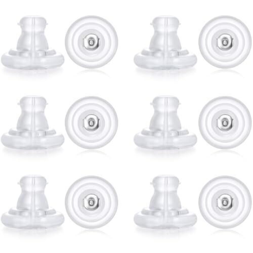 8749 12pcs Big Silicone Earring Backs Replacements, 18K Gold Plated Earring
